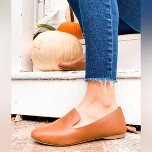 NWOB Birdies Leather Starling Flats - Cognac Brown - Size 9.5